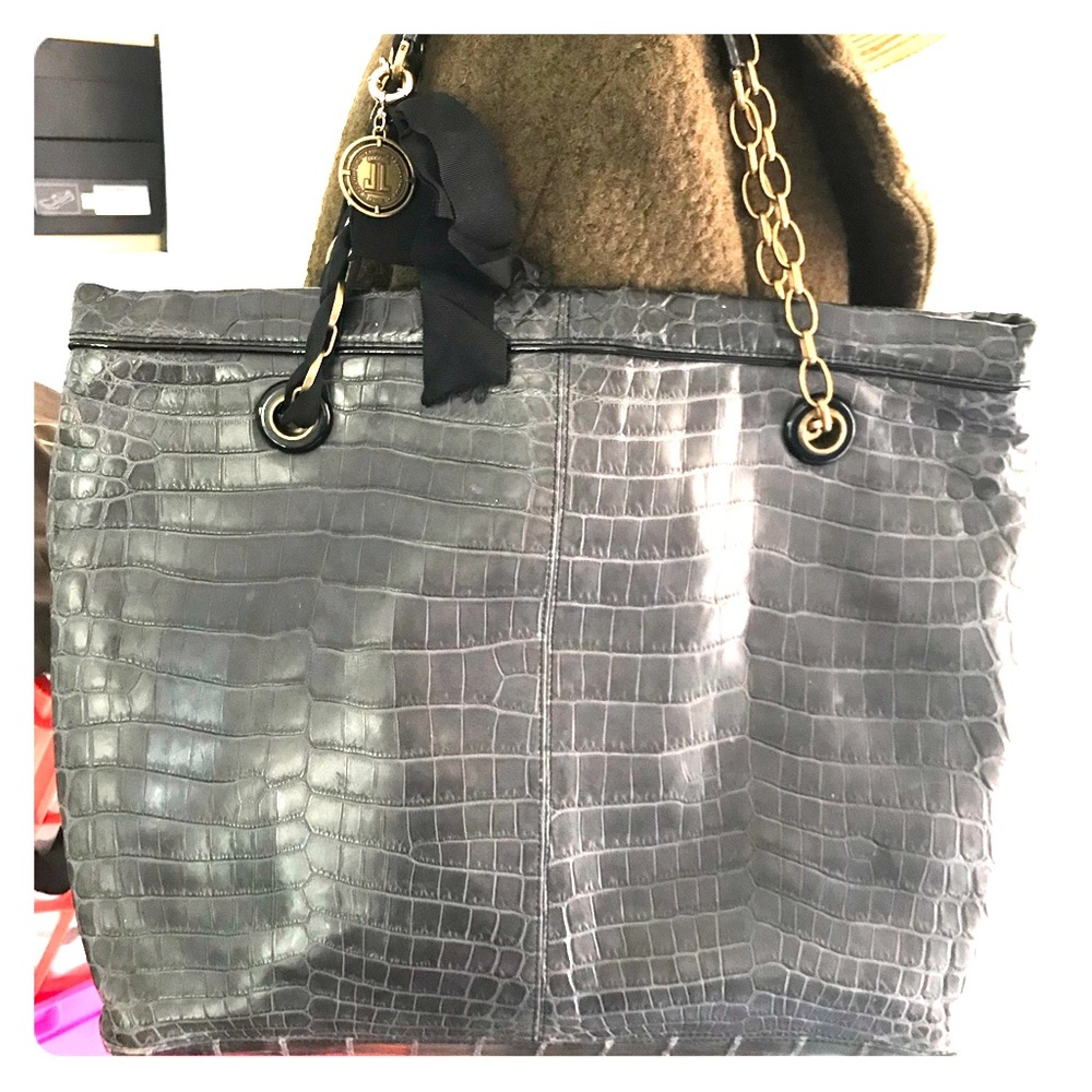 Authentic Lanvin Amalia Cabas Crocodile Tote. Bag
